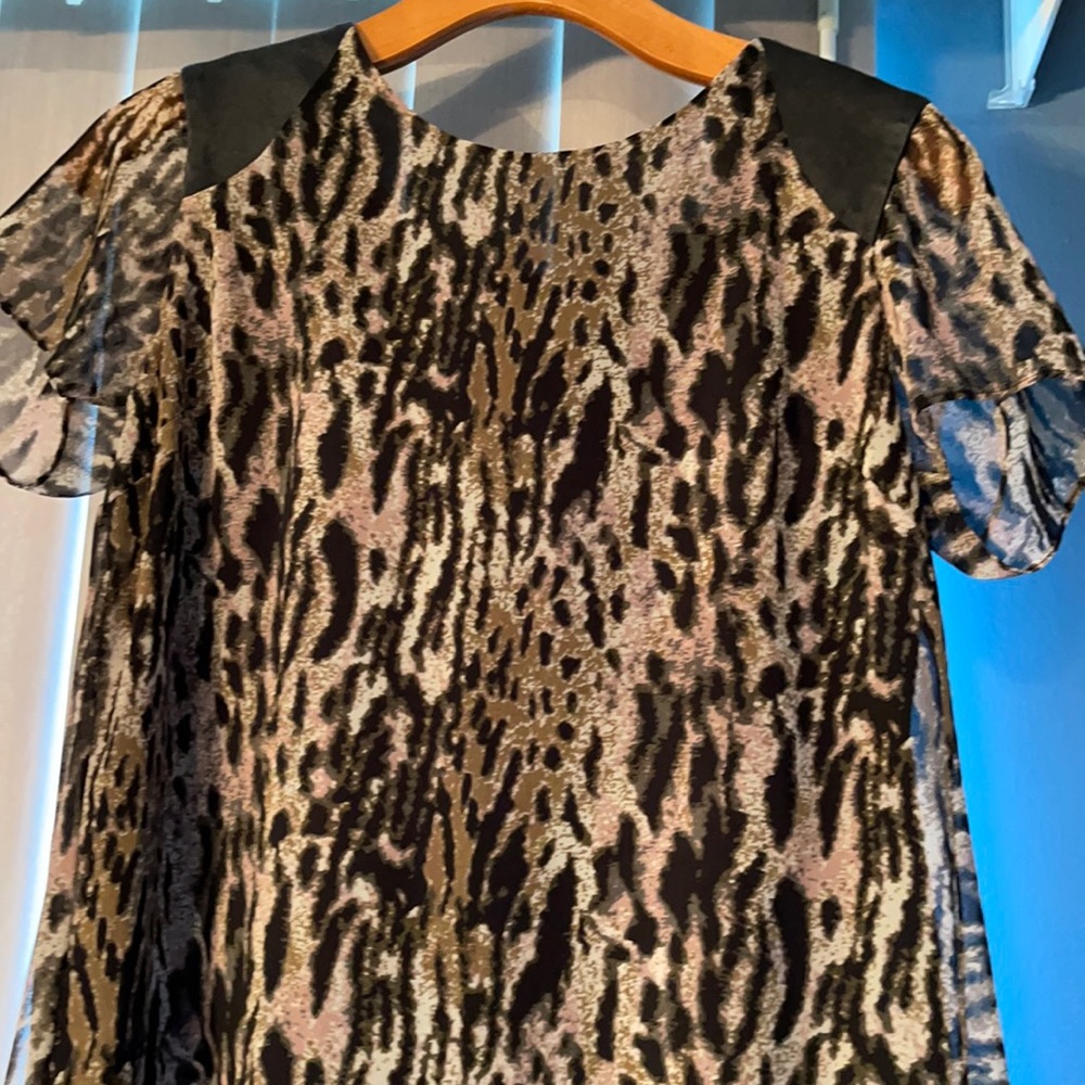 Dress the population leopard high low dress EUC